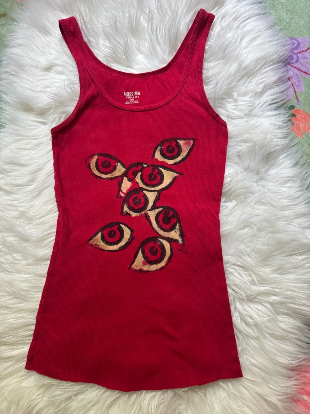 Mossimo Supply Co. Red Ribbed Tank with Eye Graphic